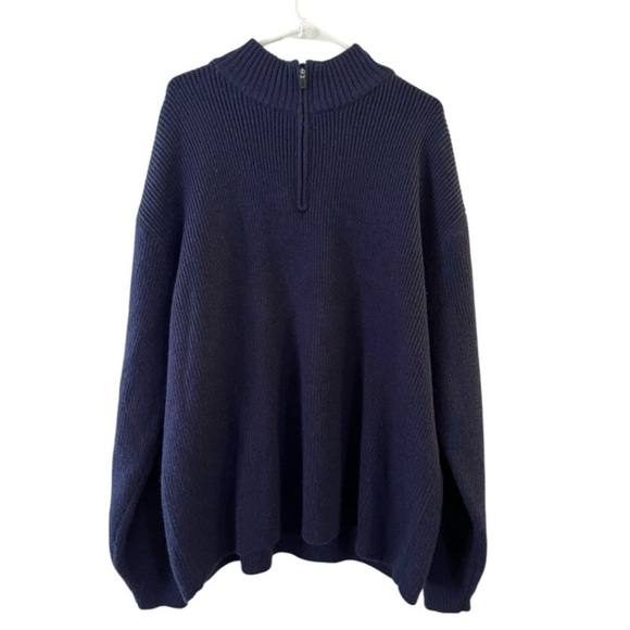 Vintage Men’s The North Face Chunky Knit 1/4 Zip Wool Sweater Size XL Blue Y2K - Picture 1 of 5